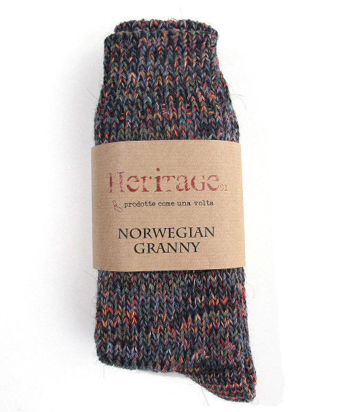 heritage9.1 norwegian granny socken darkgrey orange