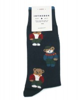 in the box funny bear socks blue