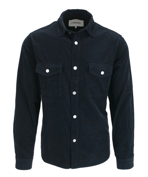 Double Pocket Micro Corduroy Shirt - Midnight Navy