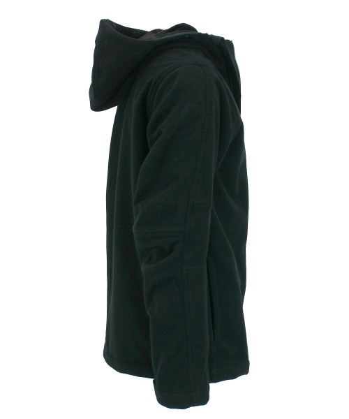 Asym Zipped Hooded Fleece - Black