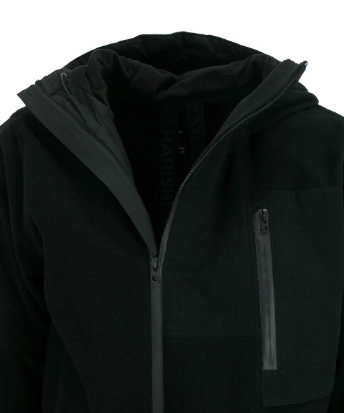 Asym Zipped Hooded Fleece - Black